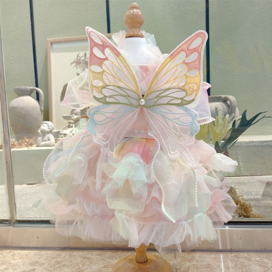 Rainbow Fairy Fantasy Rainbow Butterfly Wings Spring Summer Cat Teddy Pet Dress