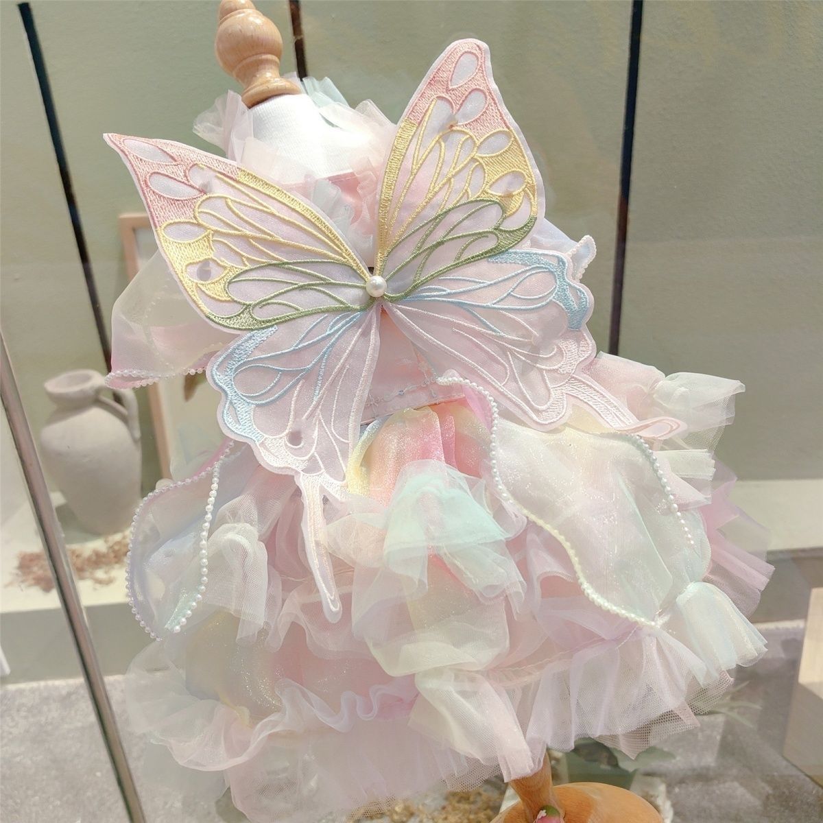Rainbow Fairy Fantasy Rainbow Butterfly Wings Spring Summer Cat Teddy Pet Dress