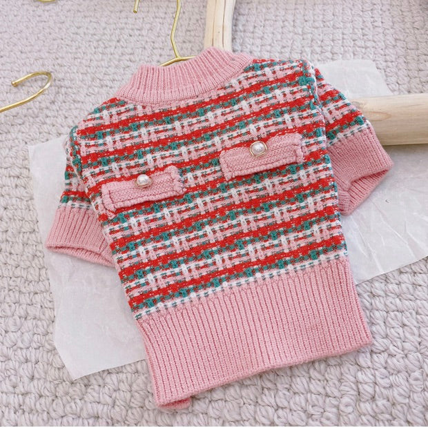 Pink Tweed Plaid Sweater Cardigan
