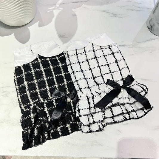 Coco Tweed Style Monochrome Pet Dress | Winter Version Available
