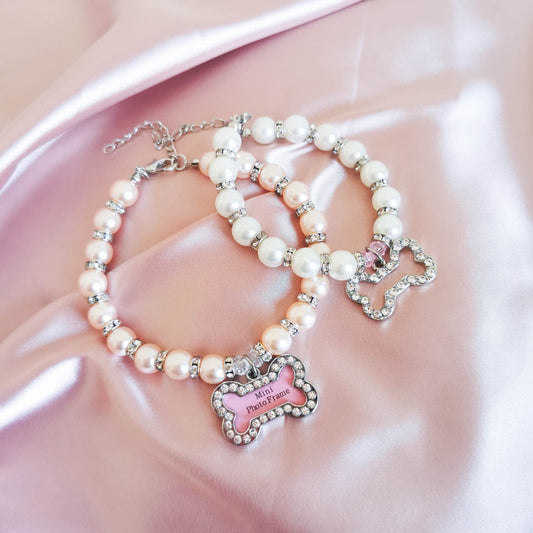 Elegant Pearl and Rhinestone Pet Necklace & Collar