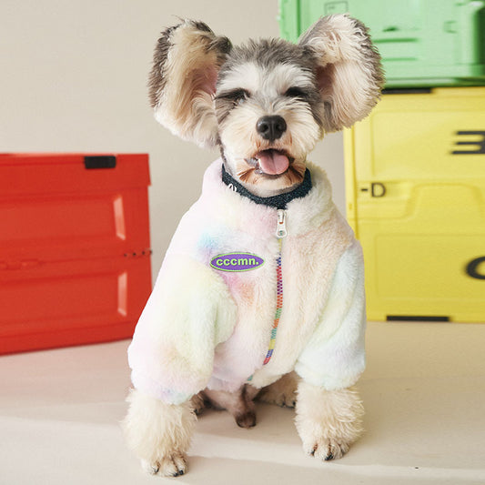 Fluffy Rainbow Color Winter Jacket
