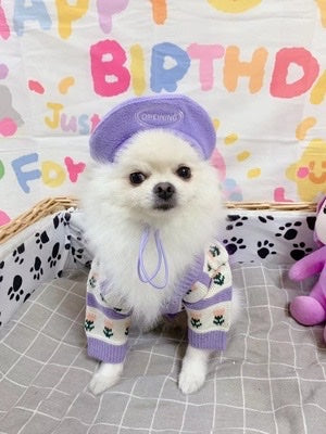 Purple Floral Pet Cardigan