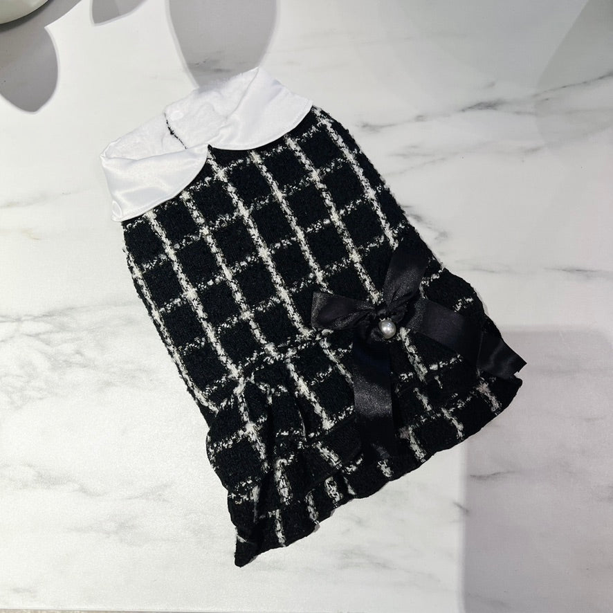 Coco Tweed Style Monochrome Pet Dress | Winter Version Available