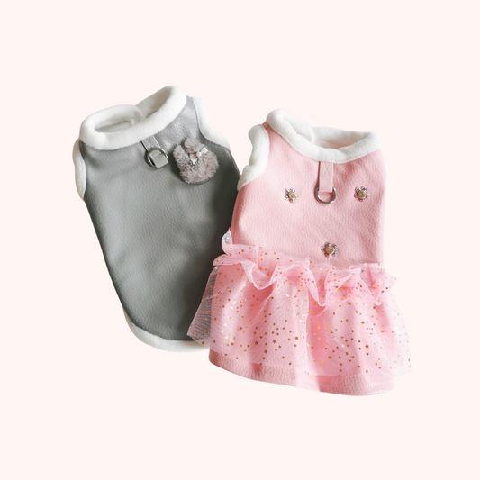 Fashion Pet Faux Leather Harness Dress & Harness Shirt