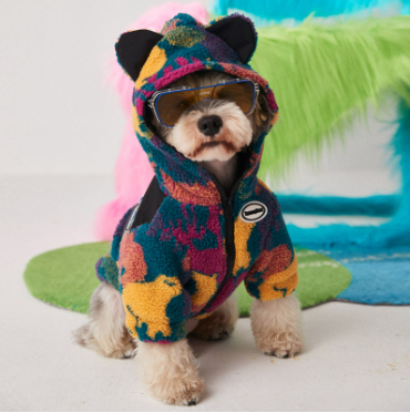 Colorful Camou Color-blocked Jacket with hood