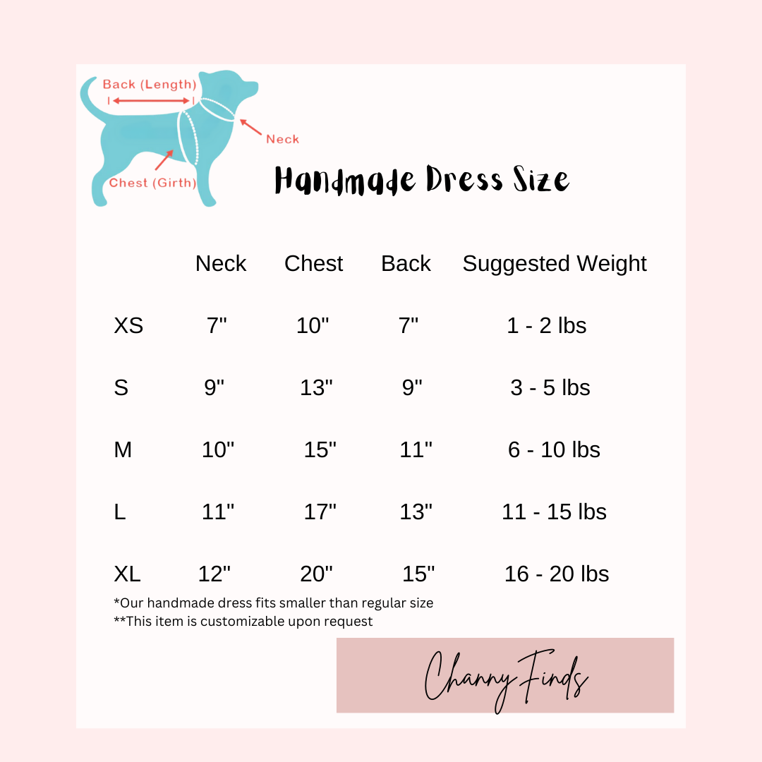 Handmade Princess Style Pet Dress - Customizable