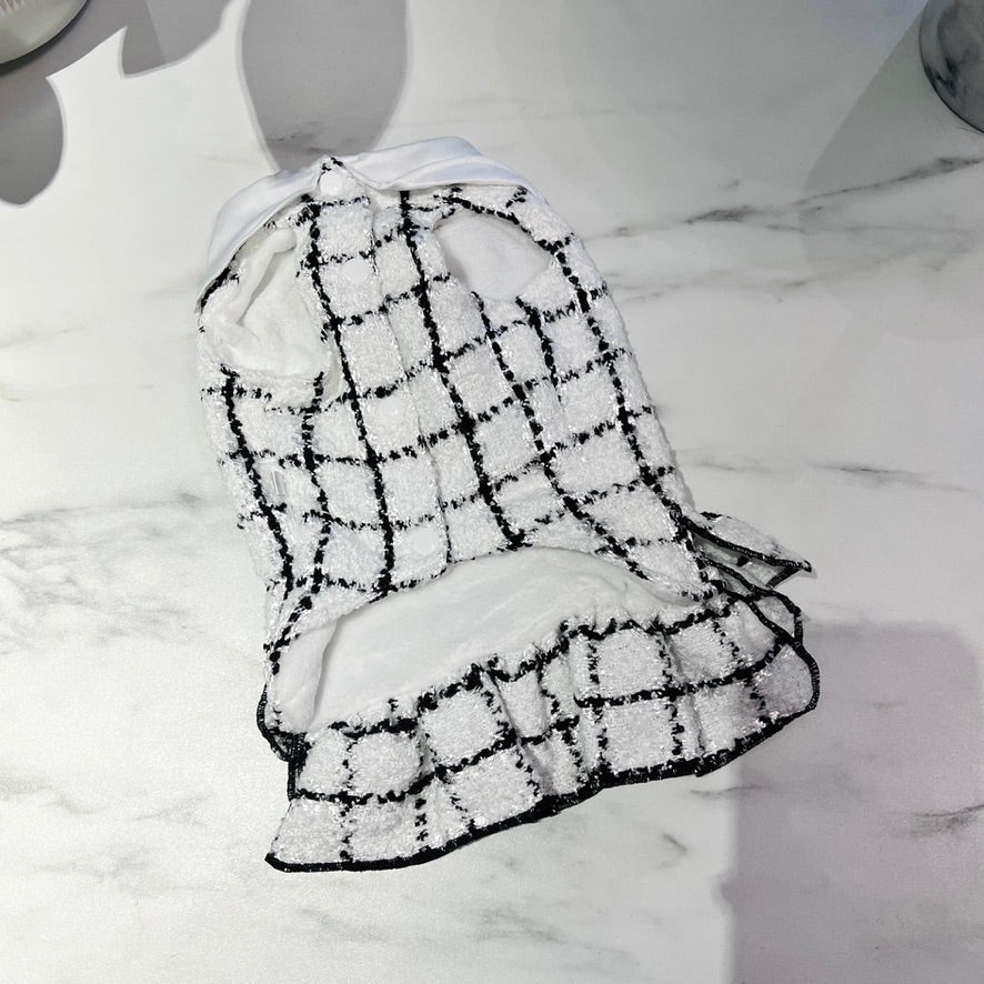 Coco Tweed Style Monochrome Pet Dress | Winter Version Available