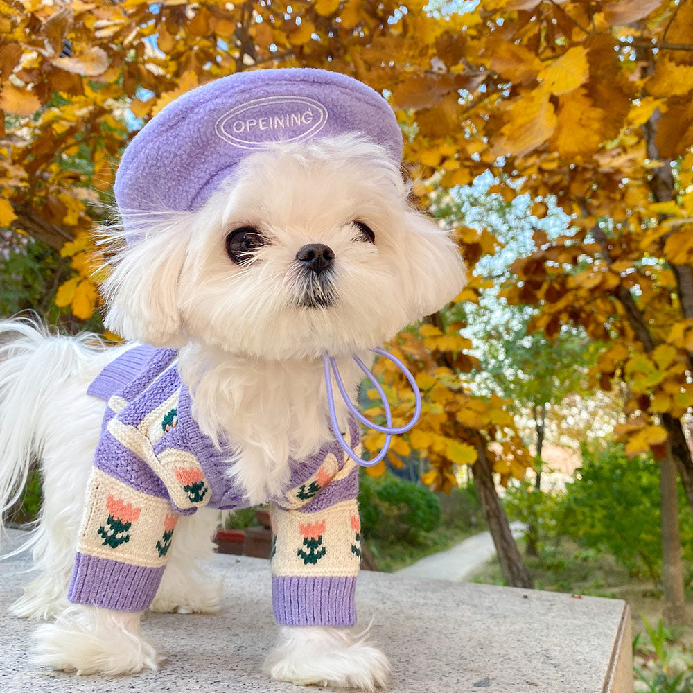 Purple Floral Pet Cardigan