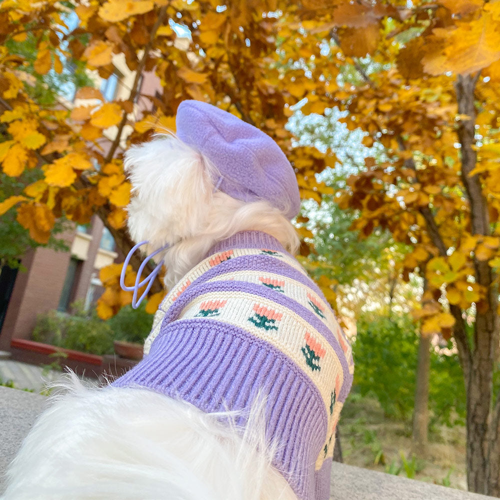 Purple Floral Pet Cardigan