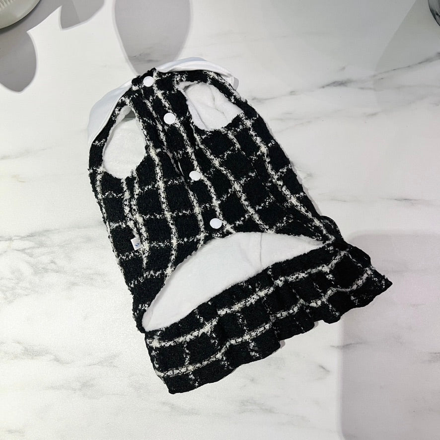 Coco Tweed Style Monochrome Pet Dress | Winter Version Available