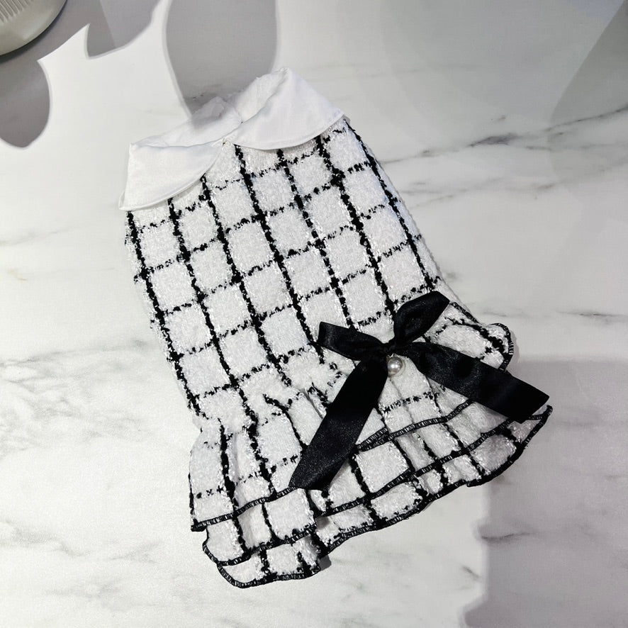 Coco Tweed Style Monochrome Pet Dress | Winter Version Available