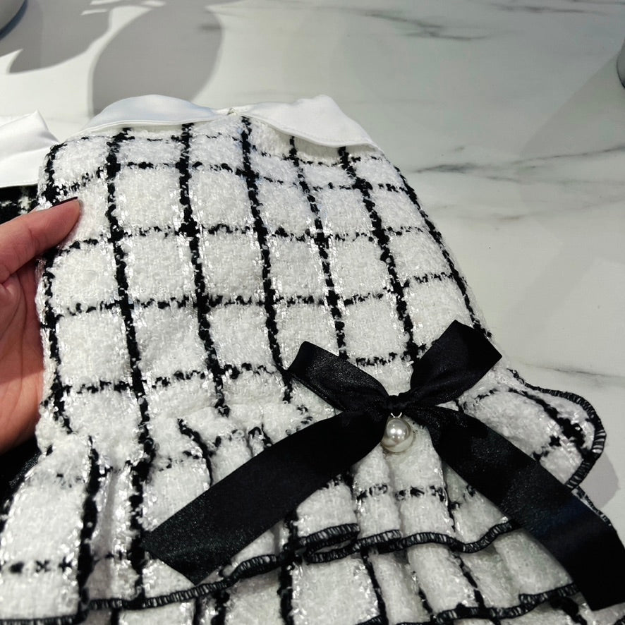 Coco Tweed Style Monochrome Pet Dress | Winter Version Available